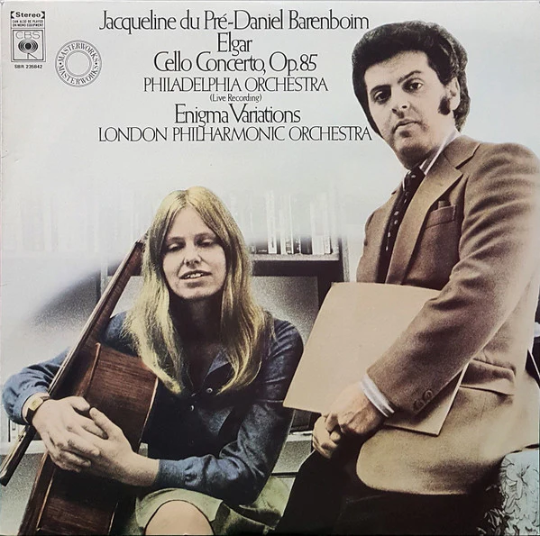 Sir Edward Elgar, Jacqueline du Pré, Daniel Barenboim, The Philadelphia Orchestra, London Philharmonic Orchestra – Cello Concerto, Op. 85 / Enigma Variations (E/VG+) – LP, AU 1976