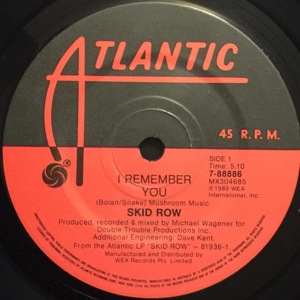 Skid Row – I Remember You (VG+/Generic) – 7", AU 1990