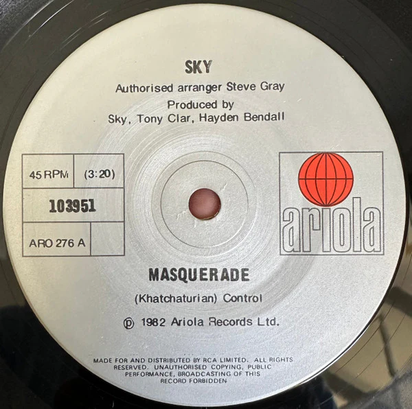 Sky – Masquerade (E/VG+) – 7", AU 1982 - Image 3