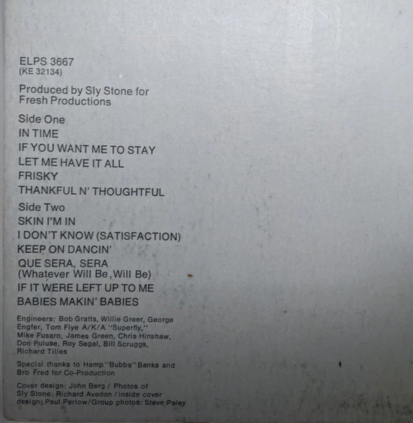 Sly & The Family Stone – Fresh (VG/VG) – LP, Australasia 1973 - Image 4