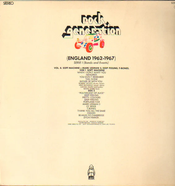 Soft Machine, The Mark Leeman Five, Davy Graham – Rock Generation Vol. 8 - Soft Machine + Mark Leeman 52, Deep Feeling, T-Bones (VG/VG) – LP, FR 1972 - Image 2