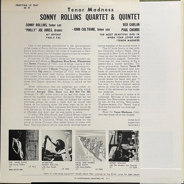 Sonny Rollins Quartet – Tenor Madness (VG+/VG+) – LP, JP 1976, With OBI - Image 2