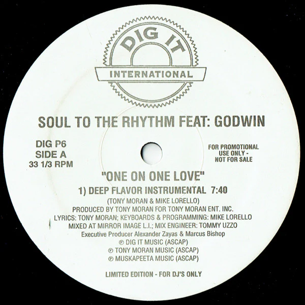 Soul To The Rhythm, Godwin, King-Size, Grisel A. – One On One Love / Elevate Your Mind (Feel It) (VG+/Generic) – 12", US 1995
