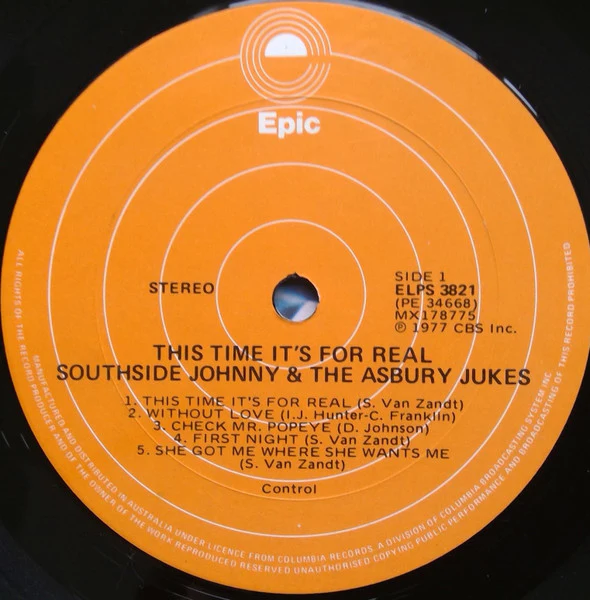 Southside Johnny & The Asbury Jukes – This Time It's For Real (VG+/VG) – LP, AU 1977 - Image 3