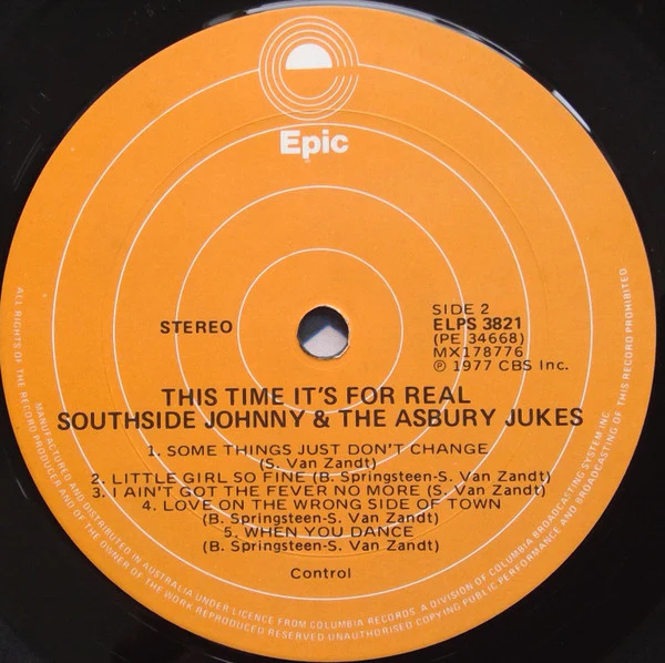 Southside Johnny & The Asbury Jukes – This Time It's For Real (VG+/VG) – LP, AU 1977 - Image 4