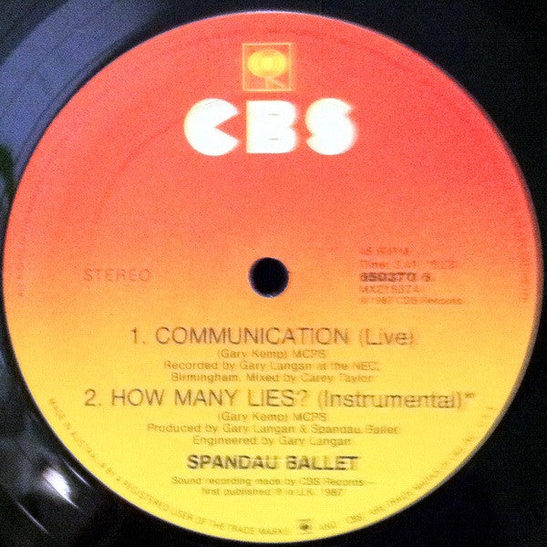 Spandau Ballet – How Many Lies ? (Extended Version) (VG+/VG+) – 12", AU 1987 - Image 4