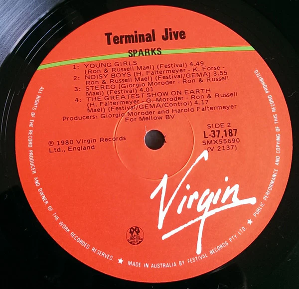 Sparks – Terminal Jive (VG+/VG+) – LP, AU 1980 - Image 5