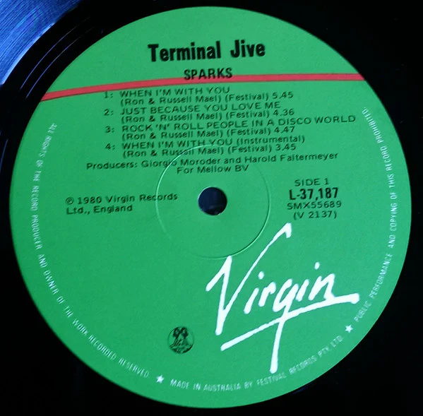 Sparks – Terminal Jive (VG+/VG+) – LP, AU 1980 - Image 6