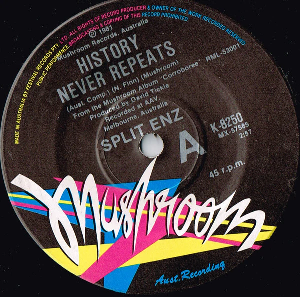 Split Enz – History Never Repeats (VG+/Generic) – 7", AU 1981