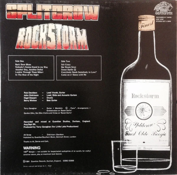 Splitcrow – Rockstorm (VG+/VG+) – LP, UK 1984 - Image 3