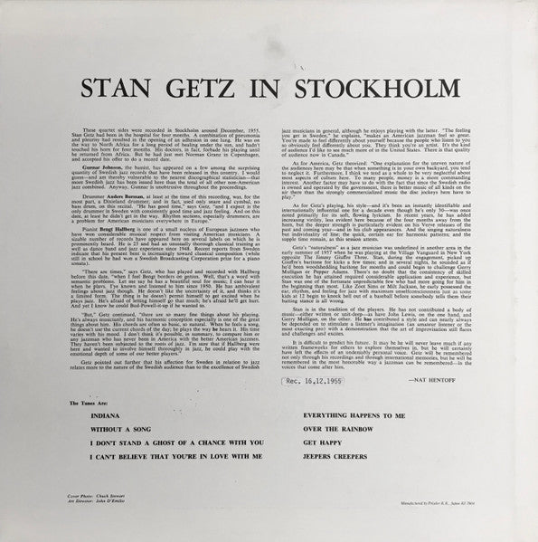 Stan Getz – In Stockholm (E/VG+) – LP, JP 1978, No OBI - Image 2