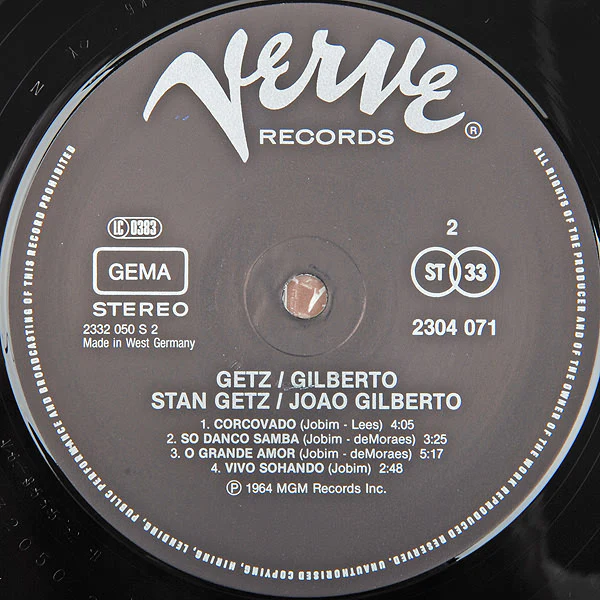 Stan Getz, João Gilberto, Antonio Carlos Jobim – Getz / Gilberto (E/VG+) – LP, DE 1984 - Image 4