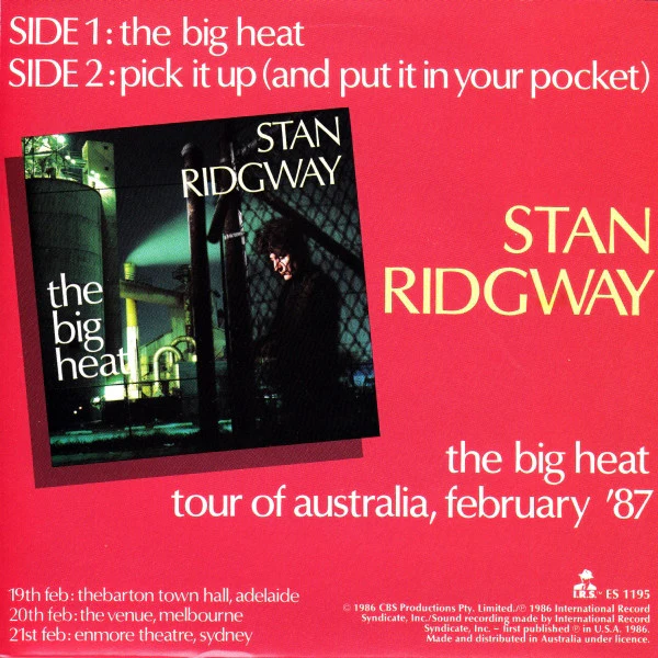 Stan Ridgway – The Big Heat (VG+/VG+) – 7", AU 1987 - Image 2