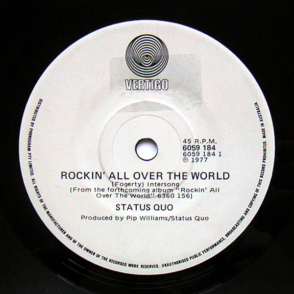 Status Quo – Rockin' All Over The World (VG/Generic) – 7", AU 1977