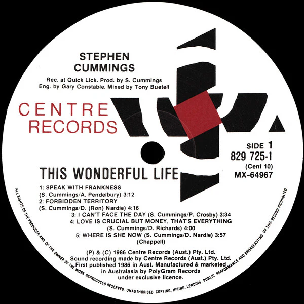 Stephen Cummings – This Wonderful Life (E/VG+) – LP, AU 1986 - Image 3