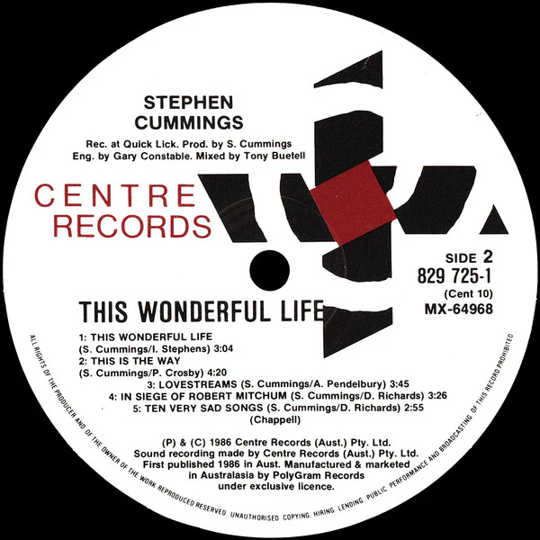 Stephen Cummings – This Wonderful Life (E/VG+) – LP, AU 1986 - Image 4