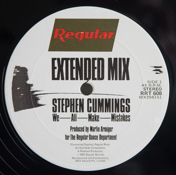 Stephen Cummings – We All Make Mistakes / Stuck On Love (VG+/VG+) – 12", AU 1983 - Image 3
