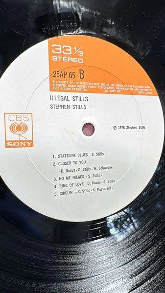 Stephen Stills – Illegal Stills (VG+/VG+) – LP, JP 1976, No OBI - Image 3