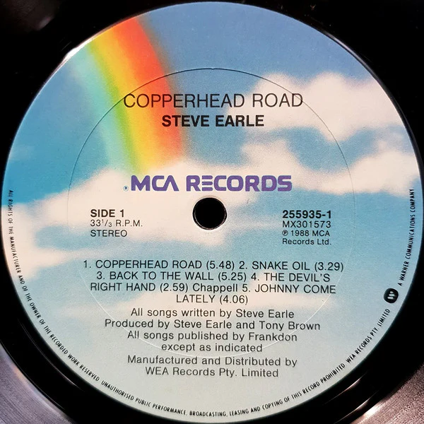 Steve Earle – Copperhead Road (VG+/VG) – LP, AU 1988 - Image 3