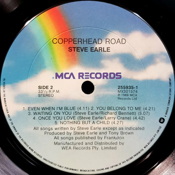 Steve Earle – Copperhead Road (VG+/VG) – LP, AU 1988 - Image 4