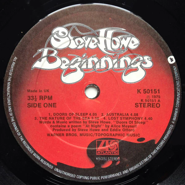 Steve Howe – Beginnings (VG/VG+) – LP, UK 1975 - Image 6
