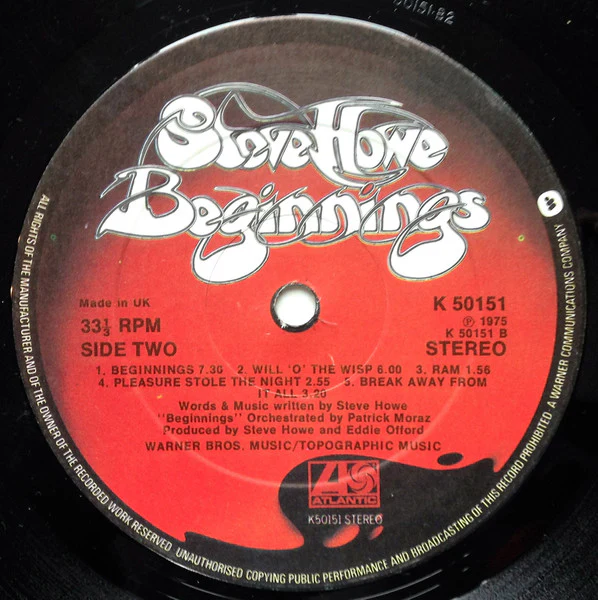 Steve Howe – Beginnings (VG/VG+) – LP, UK 1975 - Image 7