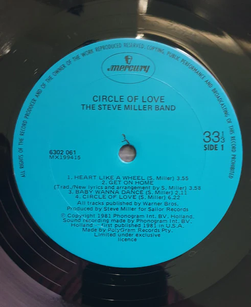Steve Miller Band – Circle Of Love (E/VG+) – LP, AU 1981 - Image 6