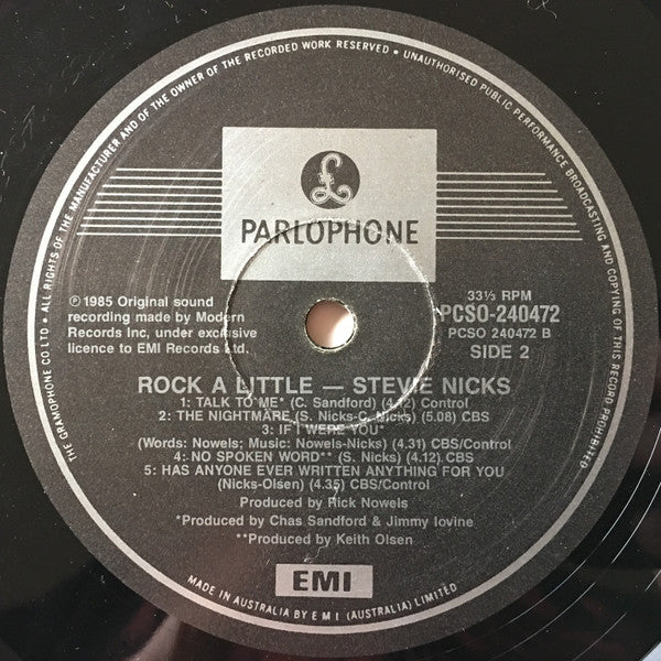 Stevie Nicks – Rock A Little (VG+/VG+) – LP, AU 1985 - Image 4