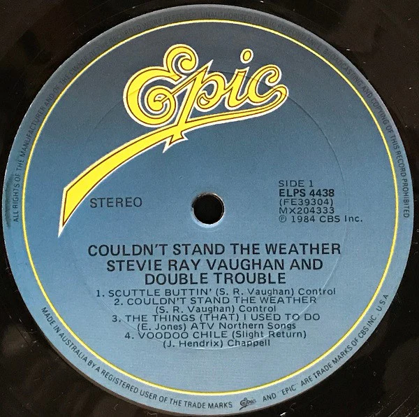 Stevie Ray Vaughan & Double Trouble – Couldn't Stand The Weather (VG+/VG+) – LP, AU 1984 - Image 3