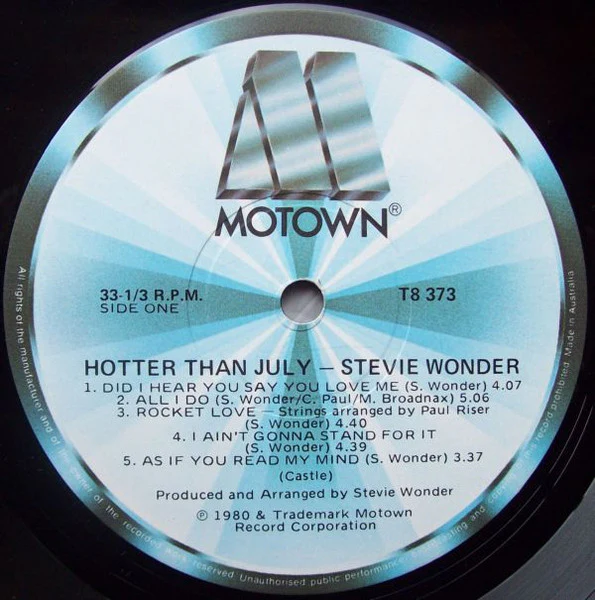 Stevie Wonder – Hotter Than July (VG/VG+) – LP, AU 1980 - Image 6