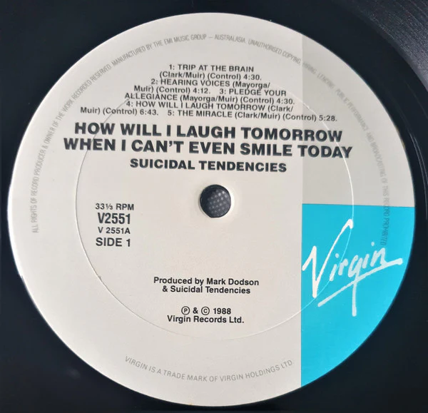 Suicidal Tendencies – How Will I Laugh Tomorrow, When I Can't Even Smile Today (VG/VG+) – LP, AU 1988 - Image 3