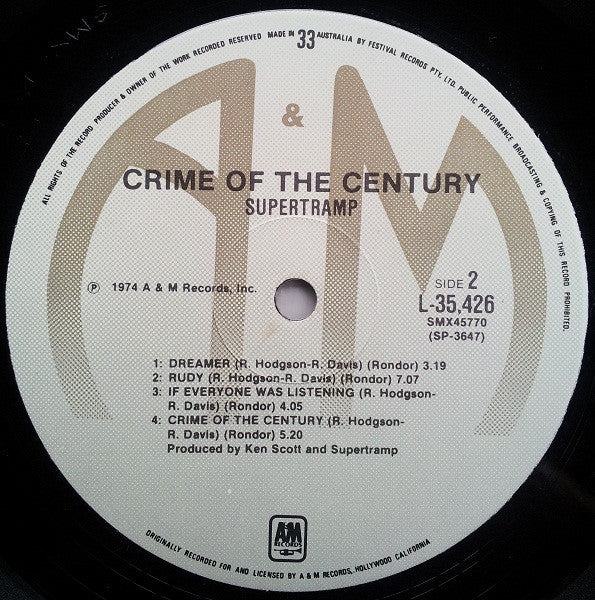 Supertramp – Crime Of The Century (G+/VG) – LP, AU - Image 6