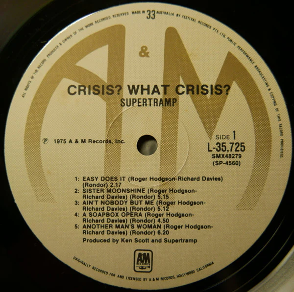 Supertramp – Crisis? What Crisis? (VG/VG+) – LP, AU - Image 3