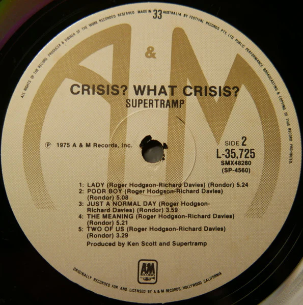 Supertramp – Crisis? What Crisis? (VG/VG+) – LP, AU - Image 4