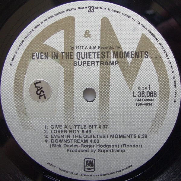 Supertramp – Even In The Quietest Moments... (VG+/VG) – LP, AU 1977 - Image 3