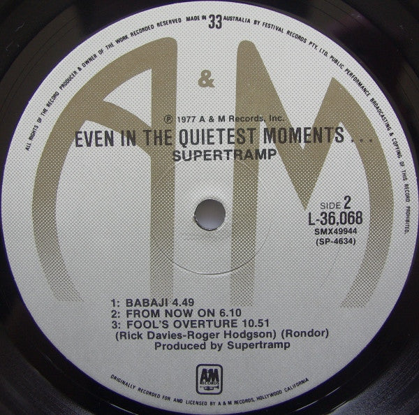 Supertramp – Even In The Quietest Moments... (VG+/VG) – LP, AU 1977 - Image 4