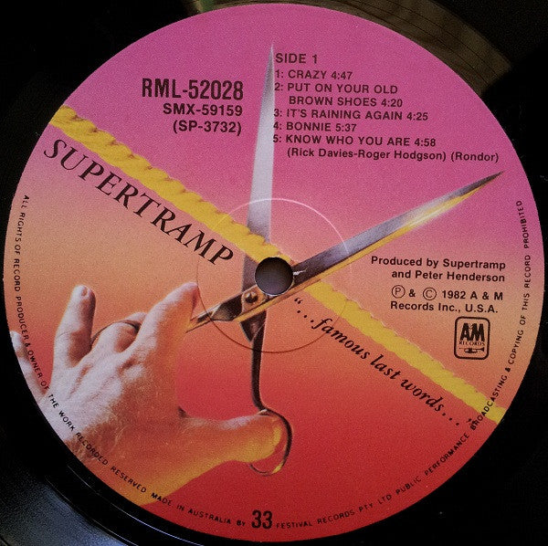 Supertramp – "...Famous Last Words..." (E/VG+) – LP, AU 1982 - Image 5