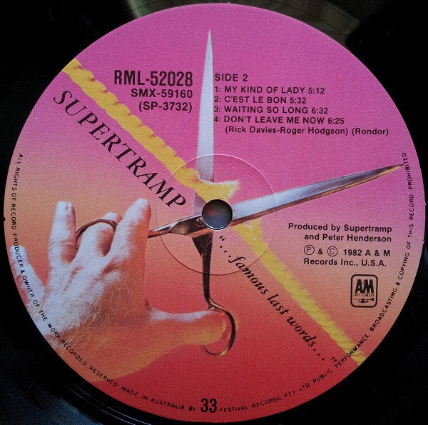 Supertramp – "...Famous Last Words..." (E/VG+) – LP, AU 1982 - Image 6