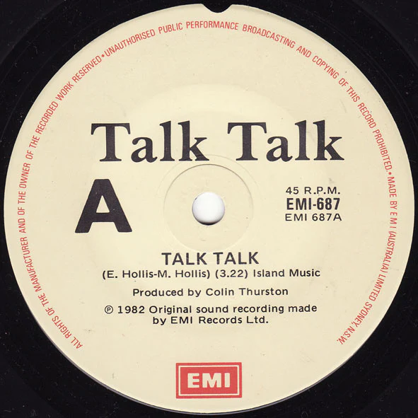 Talk Talk – Talk Talk (E/Generic) – 7", AU 1982