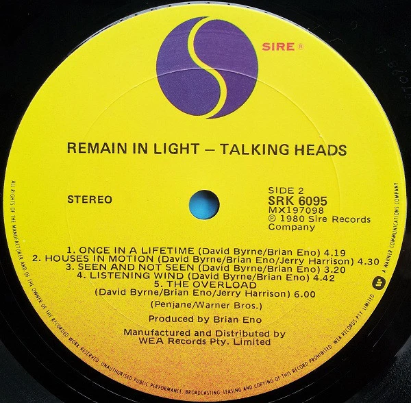 Talking Heads – Remain In Light (VG/VG+) – LP, AU 1980 - Image 8