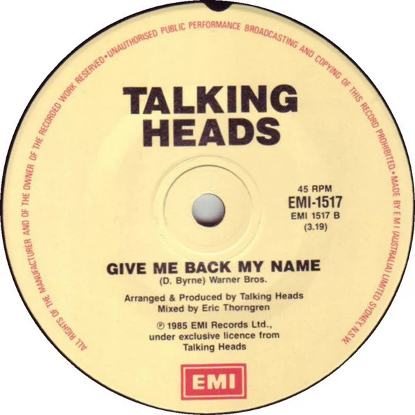 Talking Heads – The Lady Don't Mind (VG+/VG+) – 7", AU 1985 - Image 4