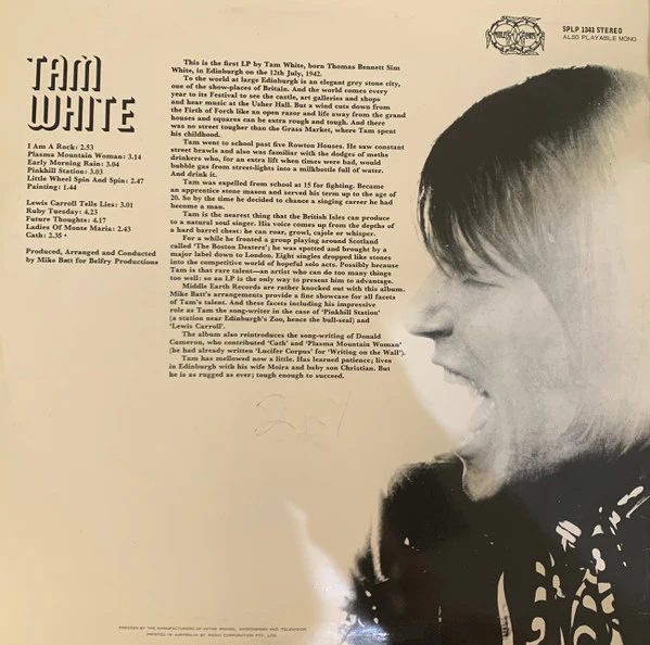 Tam White – Tam White (VG+/VG) – LP, AU 1970 - Image 2