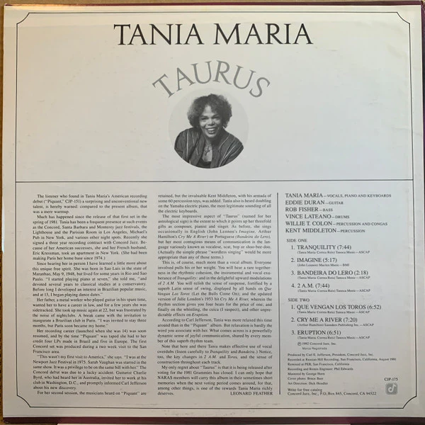 Tania Maria – Taurus (VG+/VG) – LP, US 1982 - Image 2