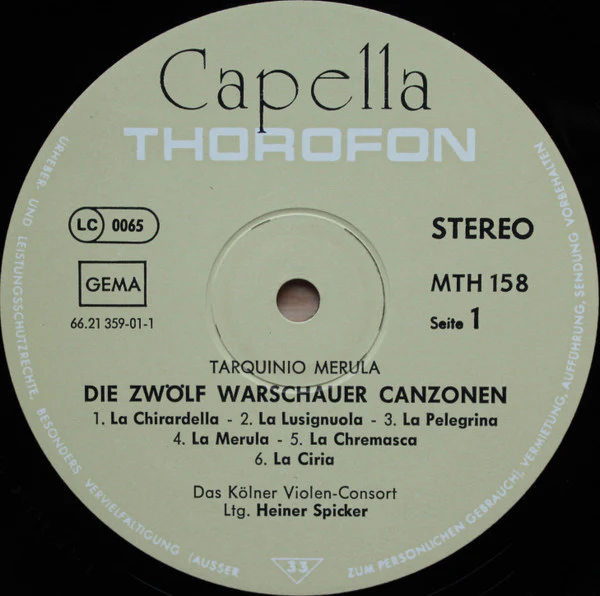 Tarquinio Merula, Kölner Violen-Consort, Heiner Spicker – Die Zwölf Warschauer Canzonen (E/VG+) – LP, DE 1976 - Image 4