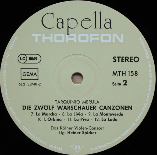 Tarquinio Merula, Kölner Violen-Consort, Heiner Spicker – Die Zwölf Warschauer Canzonen (E/VG+) – LP, DE 1976 - Image 5