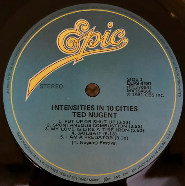 Ted Nugent – Intensities In 10 Cities (VG+/VG) – LP, AU 1981 - Image 3