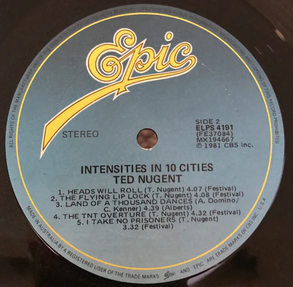 Ted Nugent – Intensities In 10 Cities (VG+/VG) – LP, AU 1981 - Image 4
