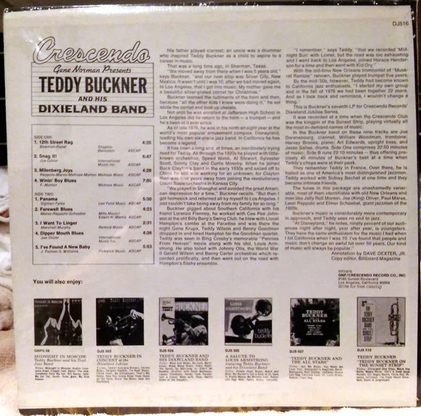 Teddy Buckner And His Dixieland Band – Gene Norman Presents Teddy Buckner And His Dixieland Band (VG/VG+) – LP, US 1976 - Image 2
