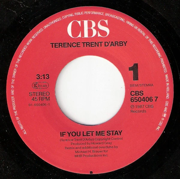Terence Trent D'Arby – If You Let Me Stay (VG+/VG+) – 12", EU 1987 - Image 3