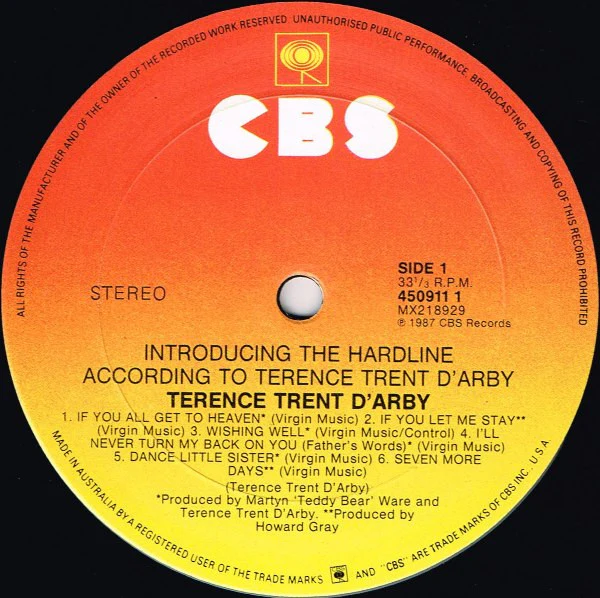 Terence Trent D'Arby – Introducing The Hardline According To Terence Trent D'Arby (VG+/VG+) – LP, AU 1987 - Image 3